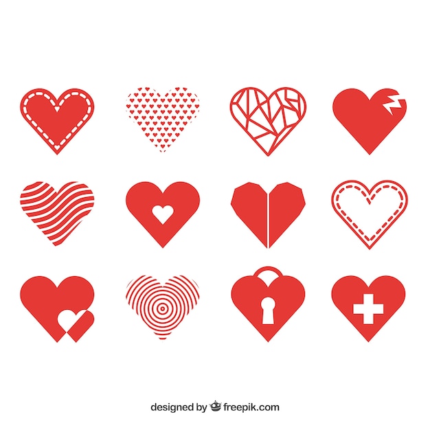 Free vector flat heart collection