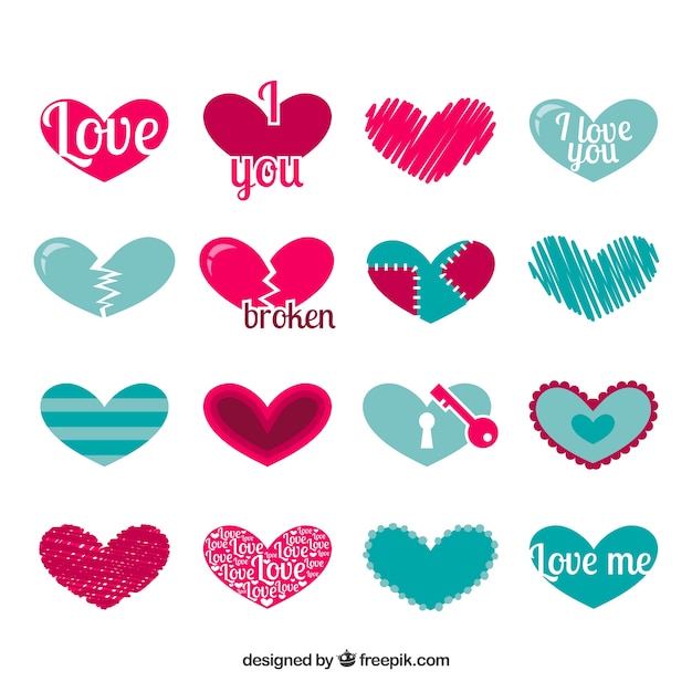 Free vector flat heart collection