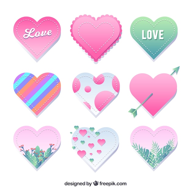 Free vector flat heart collection