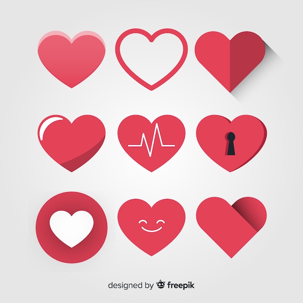 Free vector flat heart collection