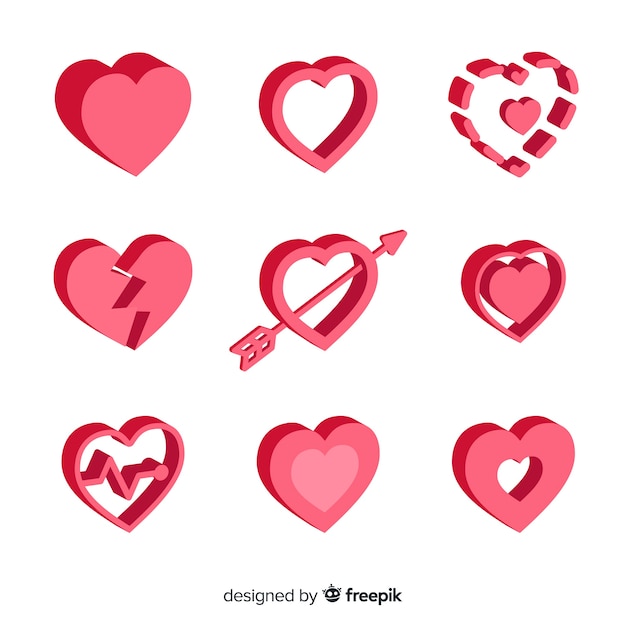 Free vector flat heart collection