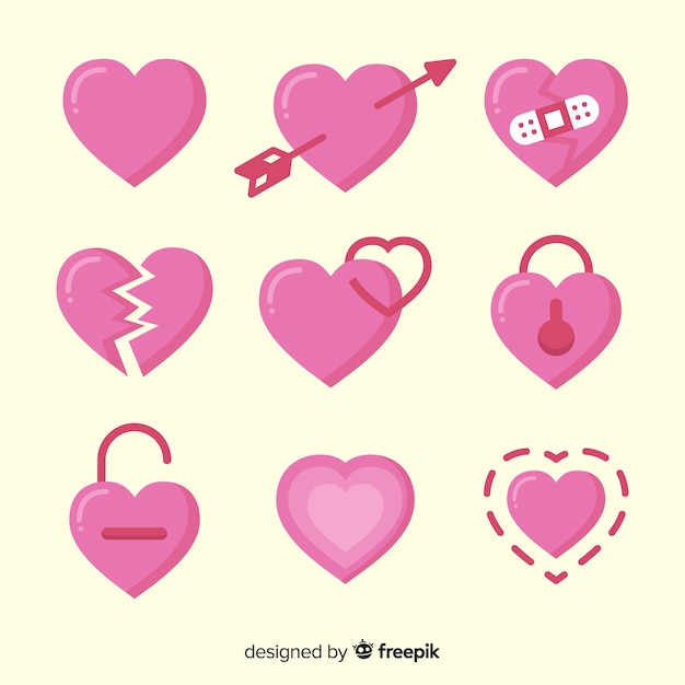 Free vector flat heart collection