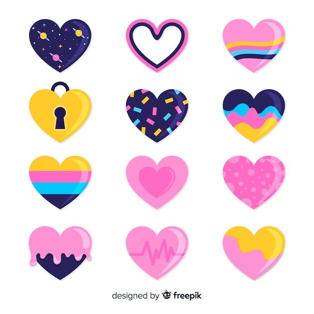 Free vector flat heart collection