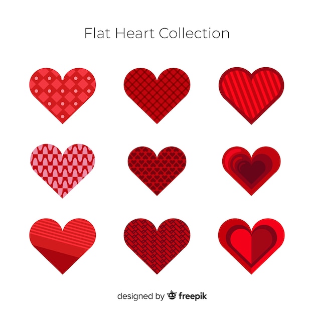 Бесплатное векторное изображение Плоская сердечная коллекция