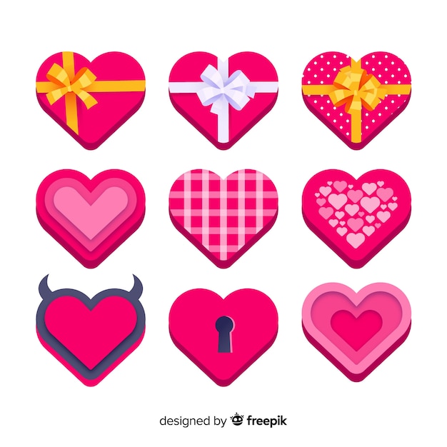 Free vector flat heart pack