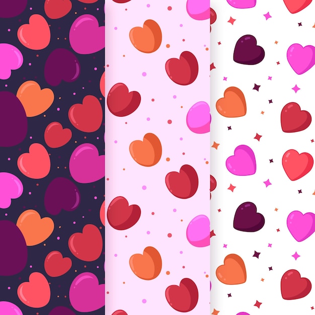 Free vector flat heart pattern collection