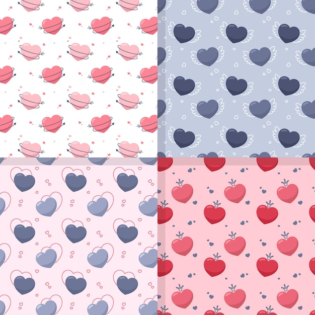 Flat heart pattern collection