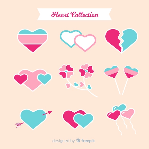 Free vector flat heart set