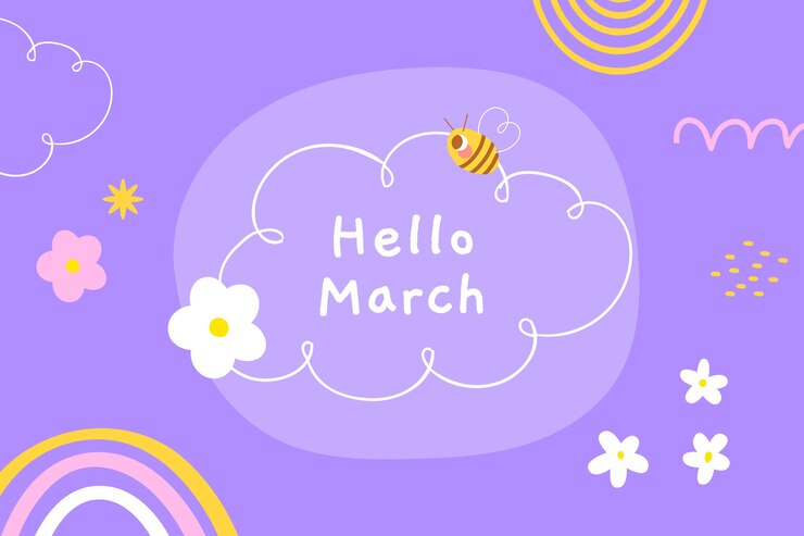 無料Vector フラットこんにちは4月の背景