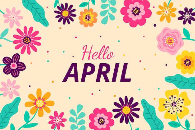 Flat hello april background