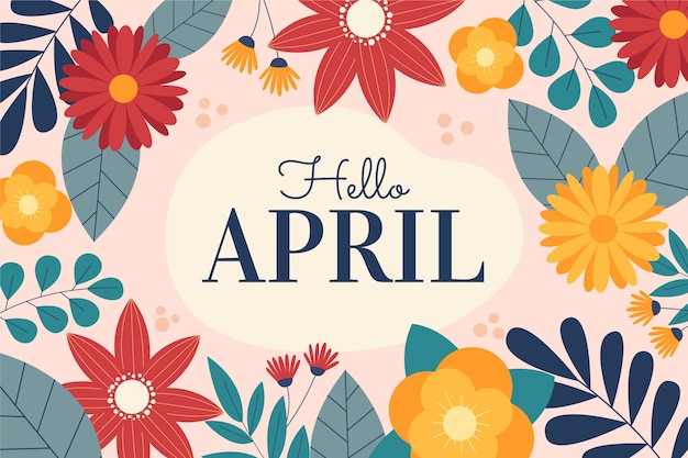 Бесплатное векторное изображение Плоский привет апрель баннер и фон