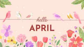 Free vector flat hello april banner and background