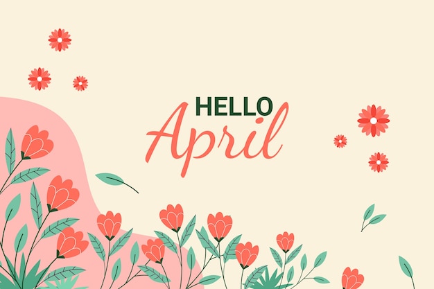 Free vector flat hello april banner and background