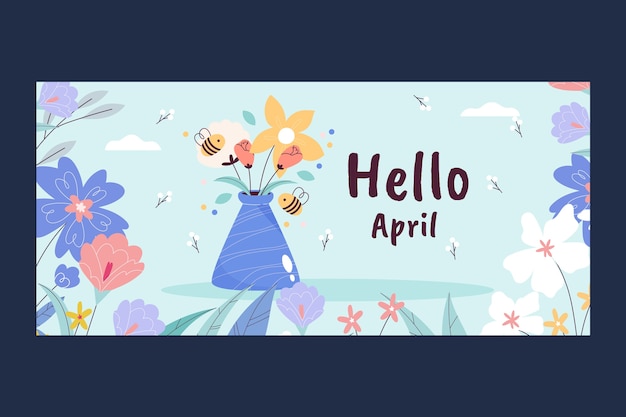 Бесплатное векторное изображение Плоский привет апрель баннер