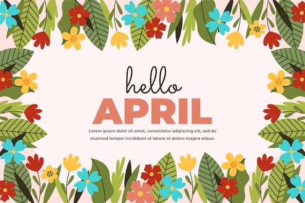 Flat hello april horizontal banner or background