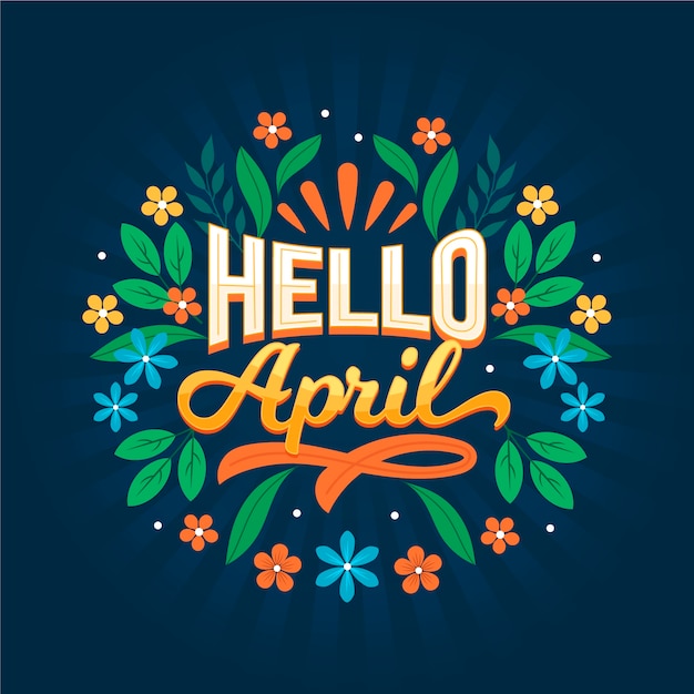Free vector flat hello april lettering