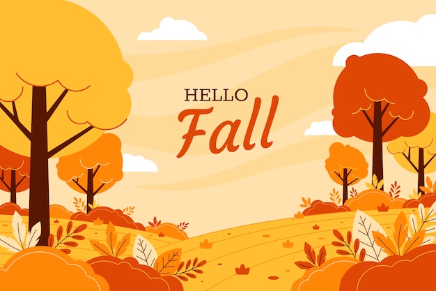 Flat hello fall background for autumn celebration