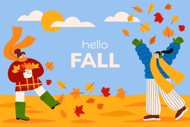 Free vector flat hello fall background for autumn celebration