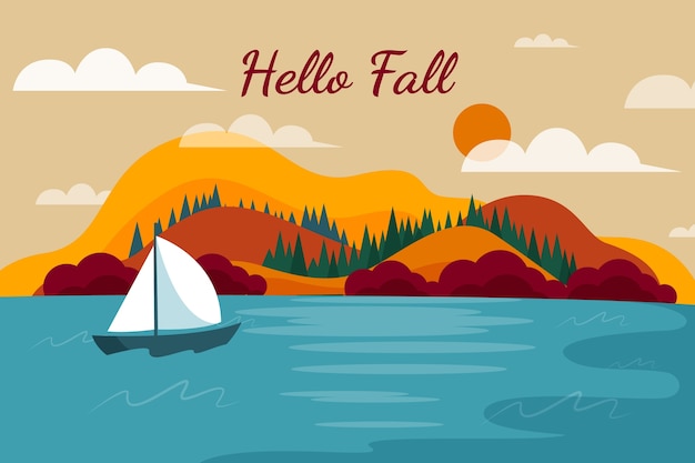 Free vector flat hello fall background for autumn