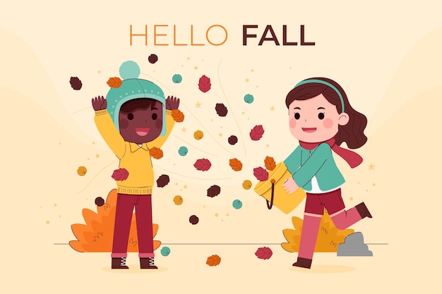 Free vector flat hello fall background for autumn