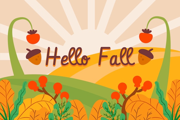 Бесплатное векторное изображение Плоский привет осенний фон для празднования осени