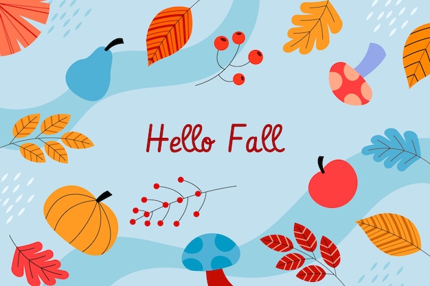 Flat hello fall background