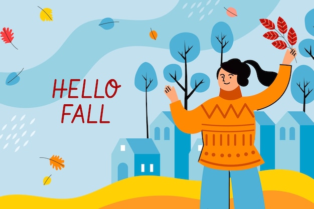 Free vector flat hello fall background