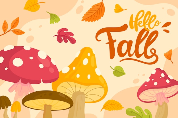 Flat hello fall background