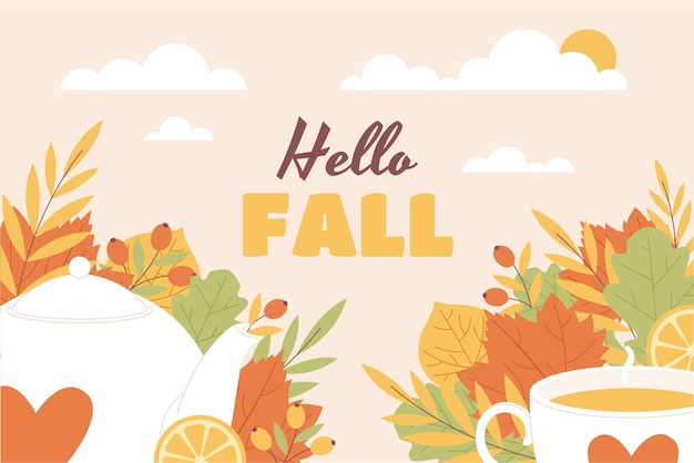 Flat hello fall background
