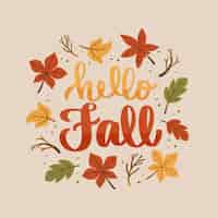 Free vector flat hello fall lettering for autumn celebration