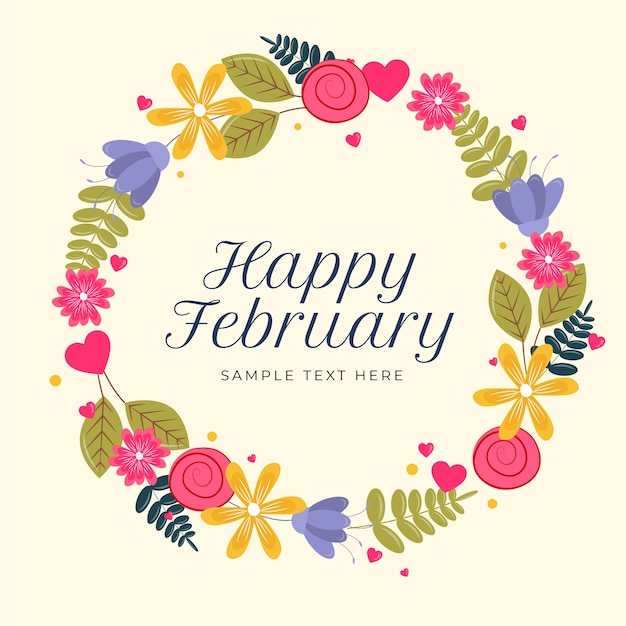 Flat hello february background