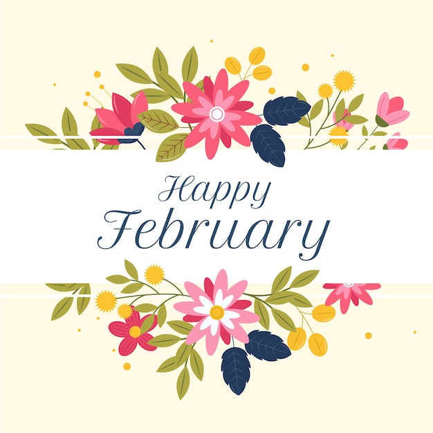 Free vector flat hello february background