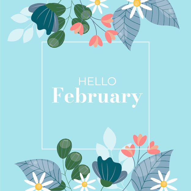 Free vector flat hello february background