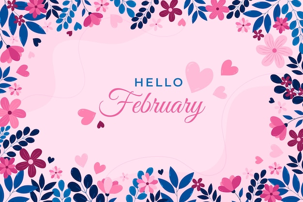 Free vector flat hello february background