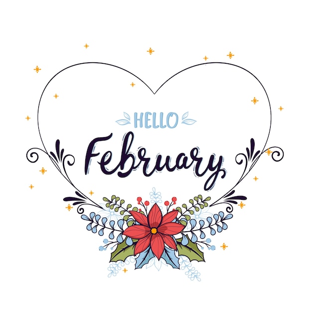 Free vector flat hello february lettering