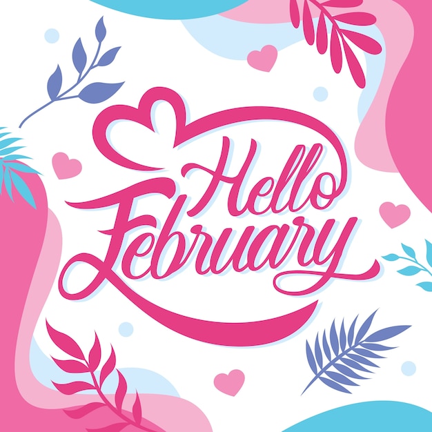 Free vector flat hello february lettering