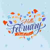 Free vector flat hello february lettering