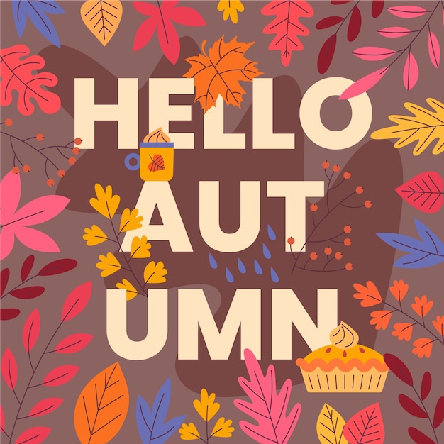 Free vector flat hello illustration for autumn season celebration