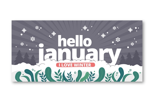 Free vector flat hello january banner