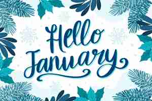 Free vector flat hello january lettering