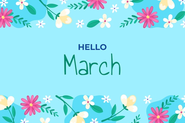 Free vector flat hello march banner or background