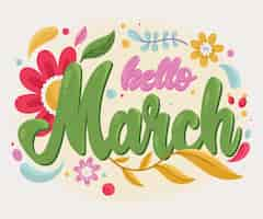 Free vector flat hello march lettering