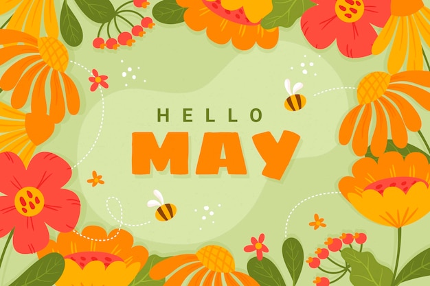 Free vector flat hello may banner or background