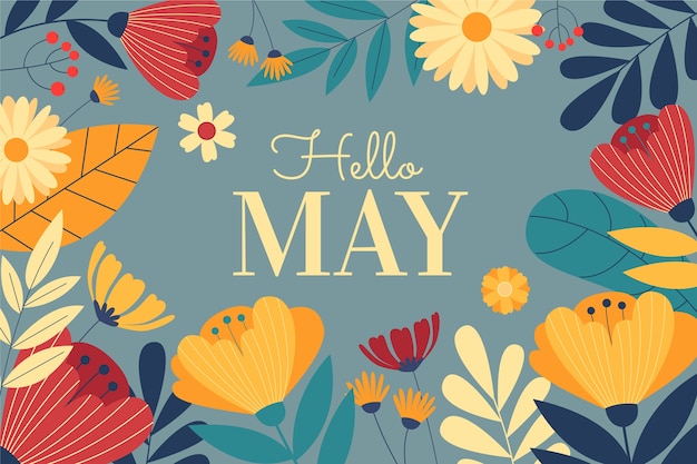 Free vector flat hello may banner and background