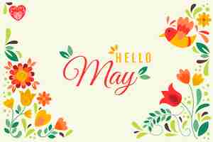 Free vector flat hello may horizontal banner