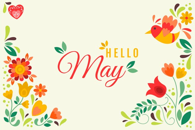 Flat hello may horizontal banner