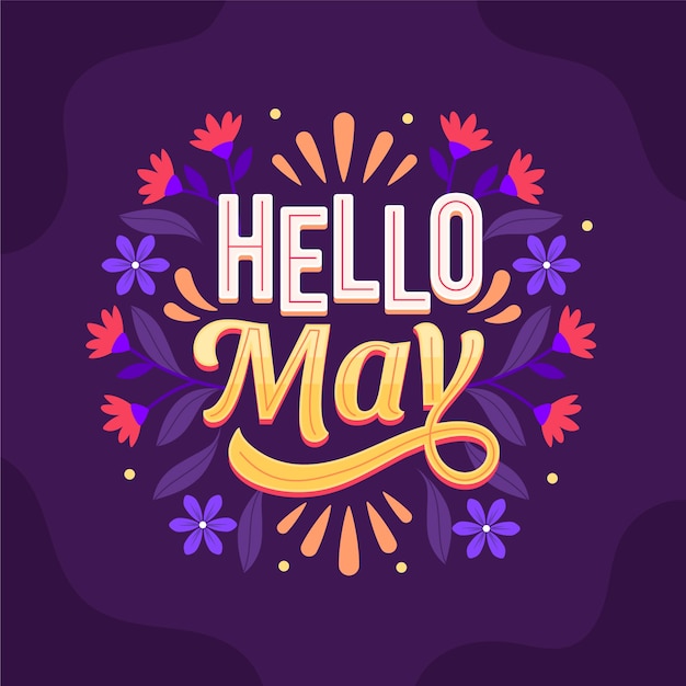 Free vector flat hello may lettering