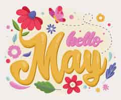 Free vector flat hello may lettering