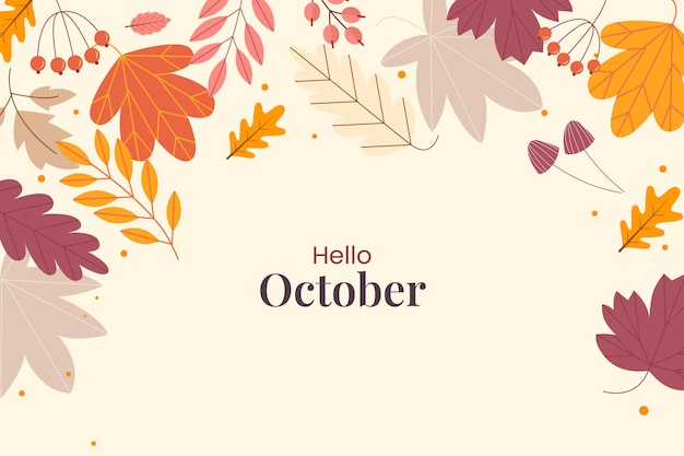 Flat hello october background for autumn