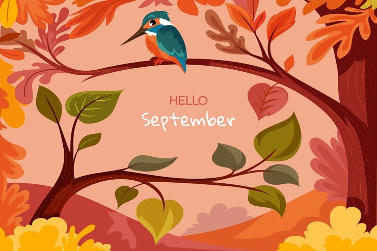 無料Vector 秋のフラットこんにちは9月の背景